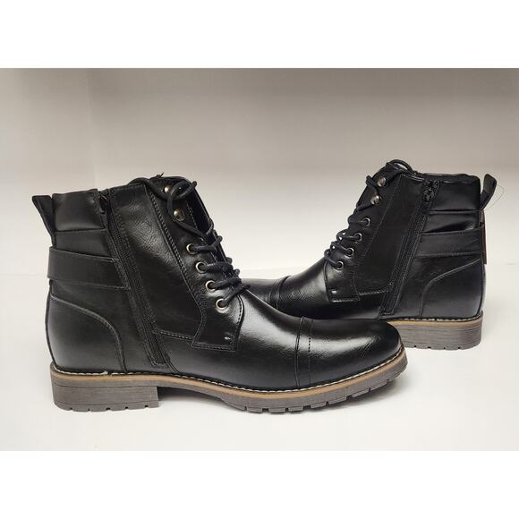 Vostey Men's Casual Motorcycle Combat Ankle Dress Boots Color Black Size 11.5 - Picture 6 of 15